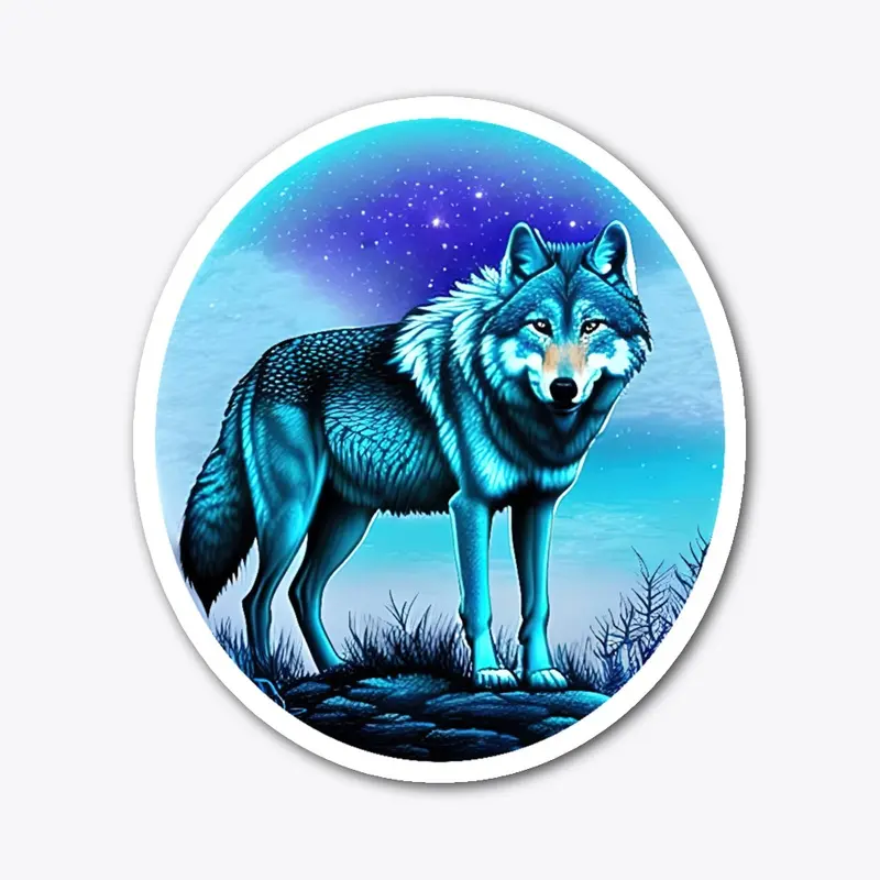 A Wild Wolf Illustrated in Blues