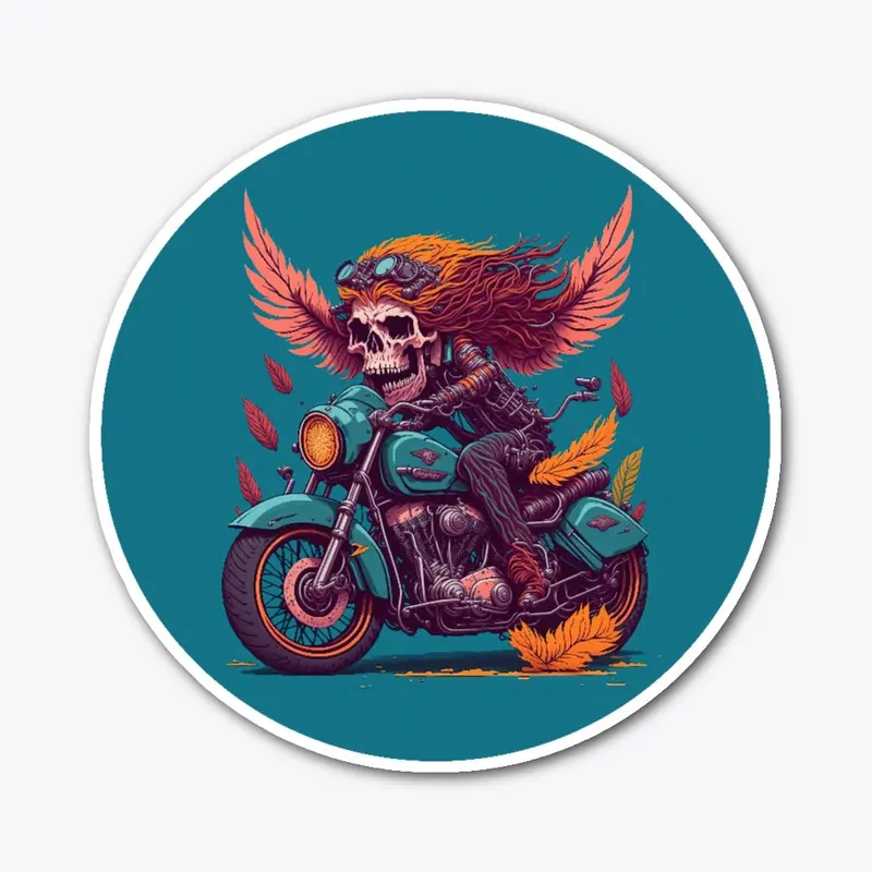 Biker Motorcycle Cartoon "Never Down"